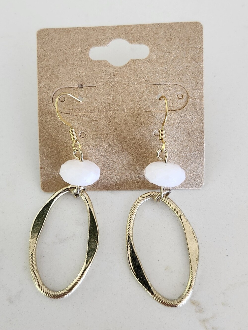 Open Oval & Amethyst Stone Handmade Earrings